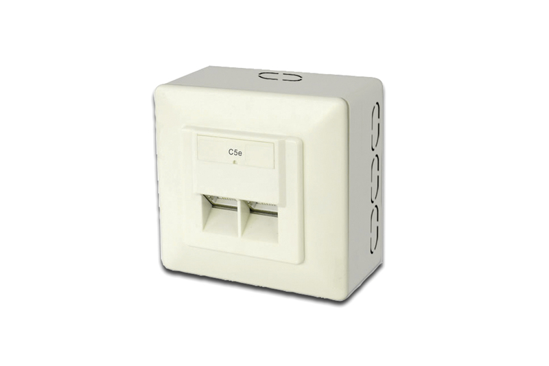 Wall Outlet 2 x RJ45 shielded surface mount DIGITUS DN-9002-N CAT 5e